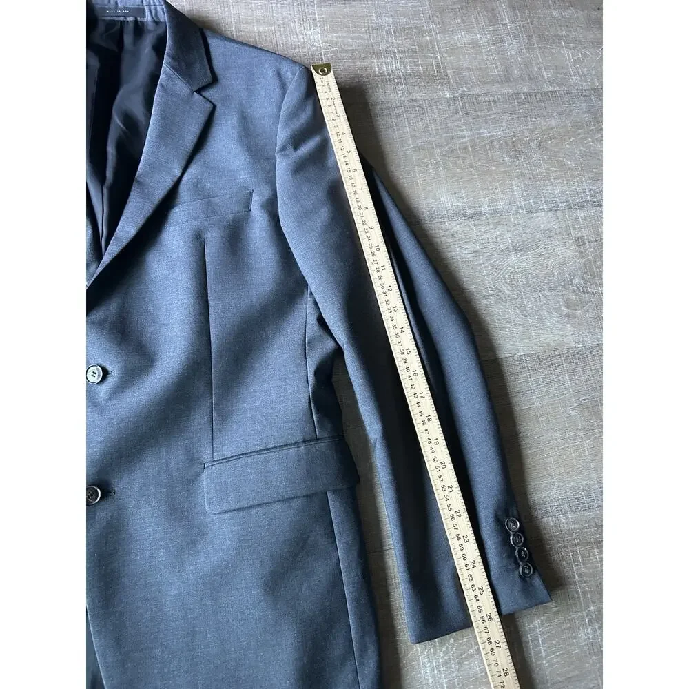 Hugo Boss Mens 40L Gray Virgin Wool Blazer Two Button Sport Coat Jacket